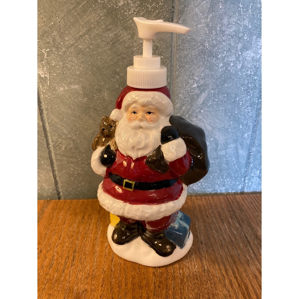 Vintage Ceramic Santa Claus Soap Lotion Dispenser Christmas Holiday Decor Pump